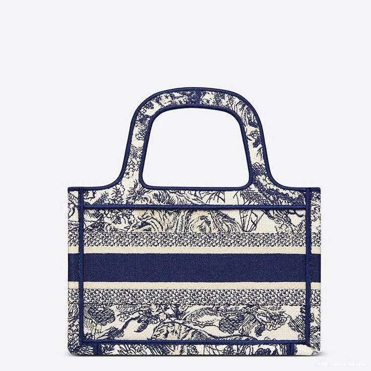 Cheap Dior De Mini Canvas Blue Toile Motif Book Jouy Tote 0716 Luxury
